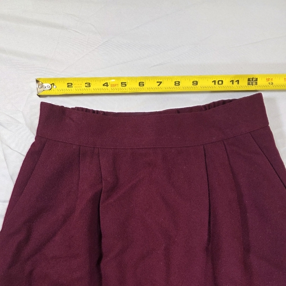 Vintage Bordeaux Pleated Wool Midi Skirt for Work - Picture 3 of 7